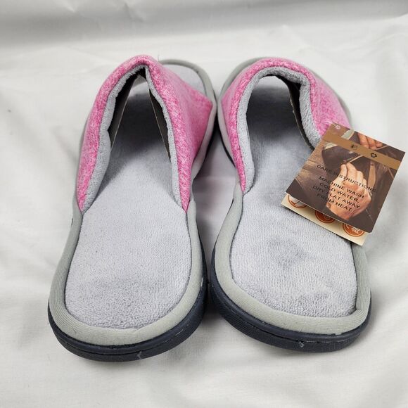 Women's Size 11-12 Open Toe House Slippers with Comfy Velvet Lining, Memory Foam - Picture 4 of 5